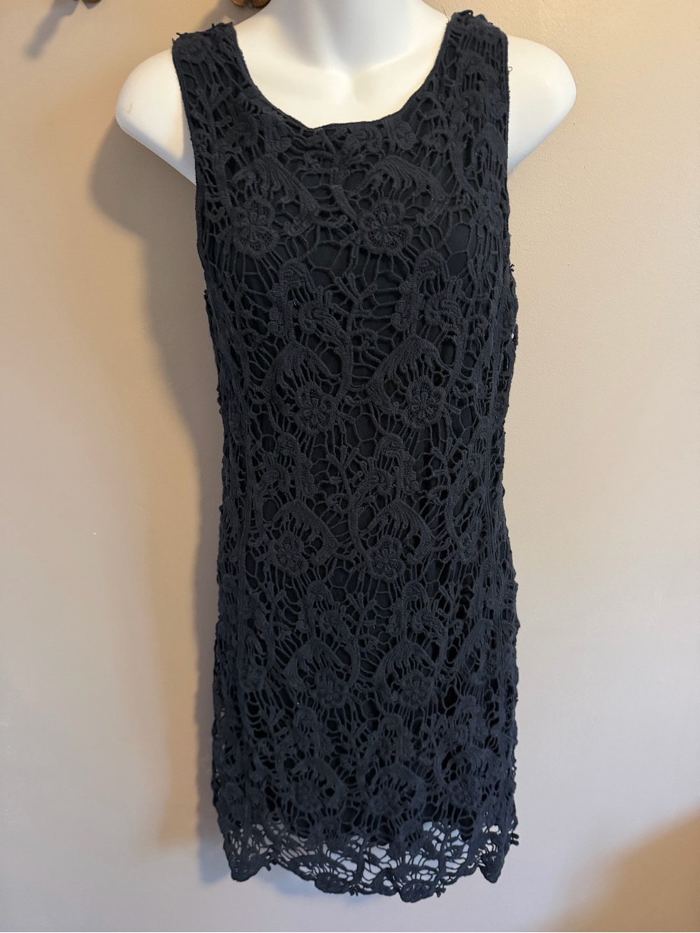 Temperance Dark Navy Blue Crochet Lace Dress Medium